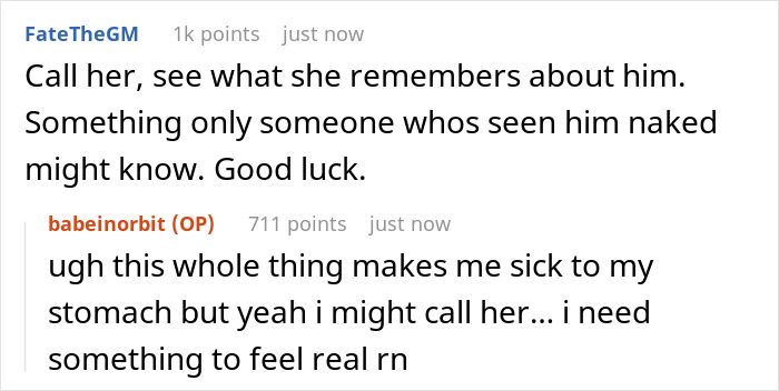 Online comments discussing a wife’s surprise visitor at work amid a pregnancy claim after husband’s boys’ weekend. Online comments discussing a wife’s surprise visitor at work amid a pregnancy claim after husband’s boys’ weekend.