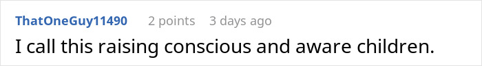 Comment praising the raising of conscious and aware children in a discussion about a girl bullied over a party seat. Comment praising the raising of conscious and aware children in a discussion about a girl bullied over a party seat.