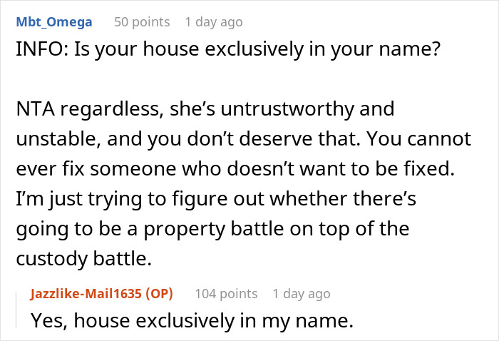 Text conversation about trust and property concerns in a relationship with man giving pregnant girlfriend an ultimatum. Text conversation about trust and property concerns in a relationship with man giving pregnant girlfriend an ultimatum.