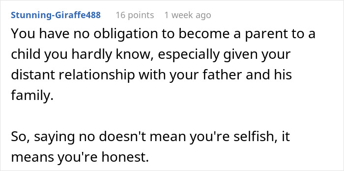 ALT text: Comment about lady refusing to be future caregiver for autistic stepbrother due to distant family relationship ALT text: Comment about lady refusing to be future caregiver for autistic stepbrother due to distant family relationship
