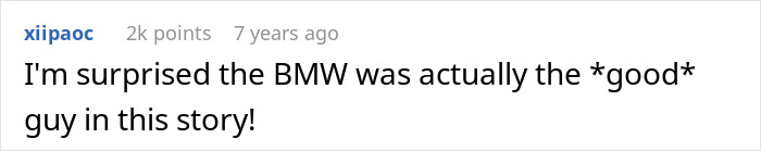 Comment on a post mentioning a lady in a brand new Lexus skipping the air pump line and getting trapped between curbs as petty justice unfolds.