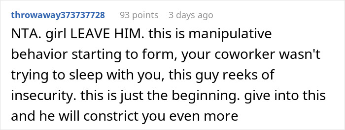 Reddit comment warning about manipulative behavior as guy fusses over GF receiving cat from another man ending relationship. Reddit comment warning about manipulative behavior as guy fusses over GF receiving cat from another man ending relationship.