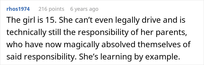 Screenshot of an online comment discussing parental responsibility in context of a dad calling CPS on his teen daughter. Screenshot of an online comment discussing parental responsibility in context of a dad calling CPS on his teen daughter.