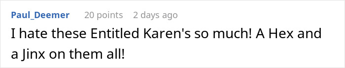 Comment text from user Paul_Deemer expressing frustration about entitled people, displayed in a forum style with username, points, and time posted.