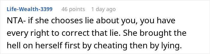 Comment on Reddit discussing a man accused by in-laws of divorcing their daughter because of her weight, revealing the true reason. Comment on Reddit discussing a man accused by in-laws of divorcing their daughter because of her weight, revealing the true reason.