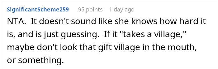 Screenshot of a forum comment discussing challenges faced by a 19-year-old basically raising sister’s kid and criticisms about feeding. Screenshot of a forum comment discussing challenges faced by a 19-year-old basically raising sister’s kid and criticisms about feeding.