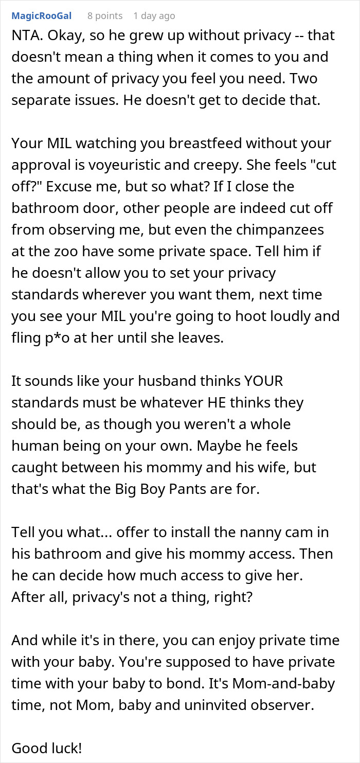 Text conversation discussing privacy concerns as mom disables MIL’s baby cam access after realizing she’s always spying on her too Text conversation discussing privacy concerns as mom disables MIL’s baby cam access after realizing she’s always spying on her too