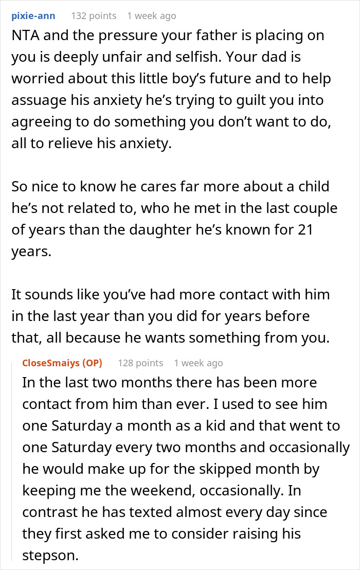 Screenshot of a discussion about a lady refusing to be the future caregiver for her autistic stepbrother. Screenshot of a discussion about a lady refusing to be the future caregiver for her autistic stepbrother.