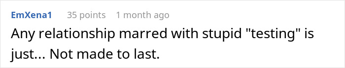 Screenshot of a social media comment discussing confusion and anger over a test involving a girlfriend and boyfriend’s sister. Screenshot of a social media comment discussing confusion and anger over a test involving a girlfriend and boyfriend’s sister.