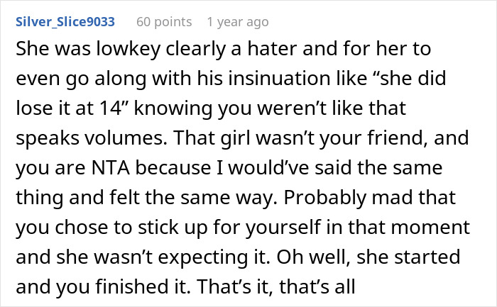 Screenshot of a Reddit comment discussing body count, defending a woman against a friend’s boyfriend’s insult. Screenshot of a Reddit comment discussing body count, defending a woman against a friend’s boyfriend’s insult.