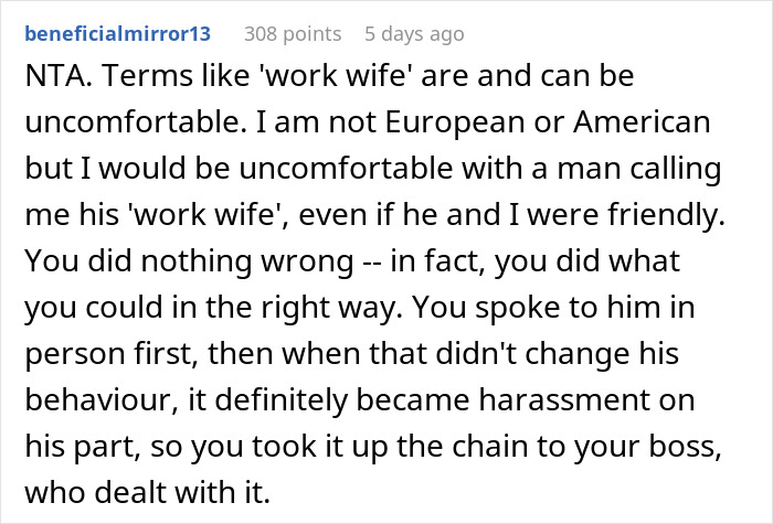Woman Escalates Situation To Boss After New Guy Flirts And Keeps Calling Her His Work Wife Woman Escalates Situation To Boss After New Guy Flirts And Keeps Calling Her His Work Wife