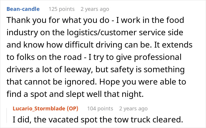 Screenshot of a Reddit conversation about logistics work, professional drivers, and safety concerns on the road. Screenshot of a Reddit conversation about logistics work, professional drivers, and safety concerns on the road.