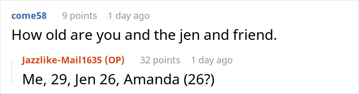 Screenshot of a Reddit conversation discussing ages, illustrating insecurities in a relationship with a pregnant girlfriend. Screenshot of a Reddit conversation discussing ages, illustrating insecurities in a relationship with a pregnant girlfriend.