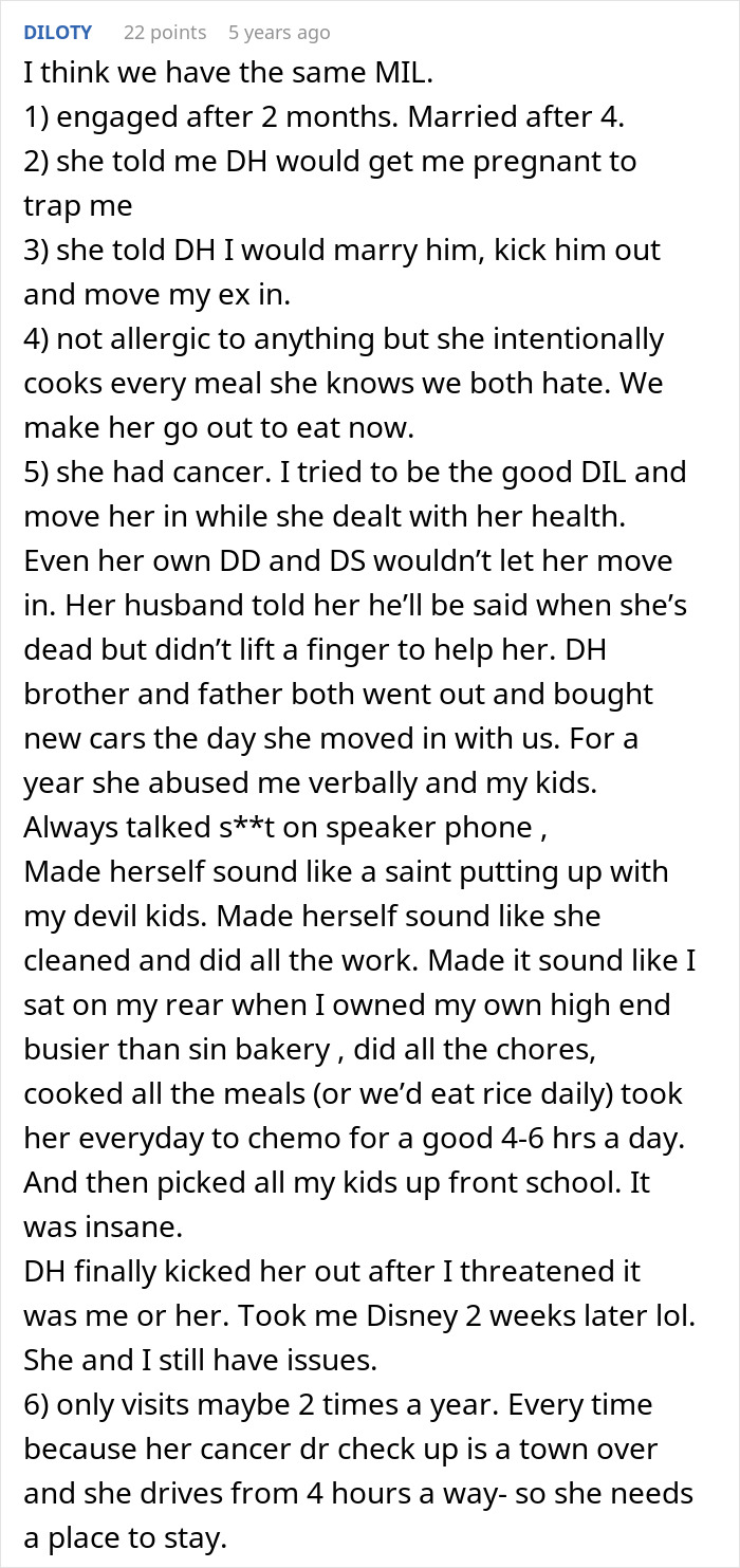Text post describing a mil-try-poison-woman behavior with manipulative and toxic family dynamics shared online. Text post describing a mil-try-poison-woman behavior with manipulative and toxic family dynamics shared online.