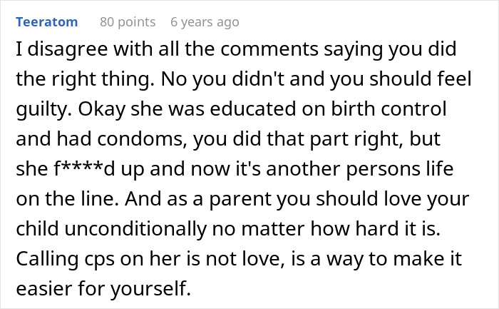 Commenter expressing disagreement with dad who called CPS on teen daughter, discussing parenting and unconditional love challenges. Commenter expressing disagreement with dad who called CPS on teen daughter, discussing parenting and unconditional love challenges.