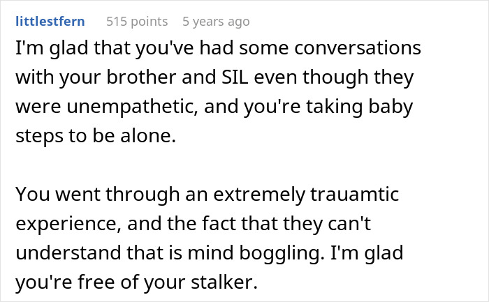 Text conversation expressing support after a traumatic experience with a stalker and praising the dog for protection. Text conversation expressing support after a traumatic experience with a stalker and praising the dog for protection.