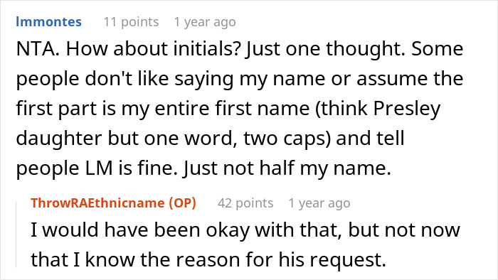 Screenshot of an online discussion about an Indian guy refusing to change his name for a US client and career warning. Screenshot of an online discussion about an Indian guy refusing to change his name for a US client and career warning.