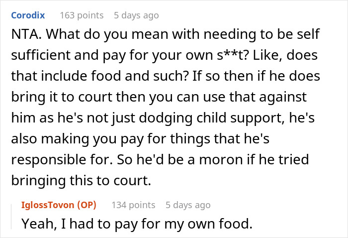Screenshot of a Reddit conversation about a teen escaping dad’s babysitting trap and refusing to watch fiancée’s kids. Screenshot of a Reddit conversation about a teen escaping dad’s babysitting trap and refusing to watch fiancée’s kids.