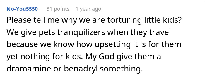 Comment discussing the challenges of a 9-hour flight with kids and suggesting medication for travel relief. Comment discussing the challenges of a 9-hour flight with kids and suggesting medication for travel relief.