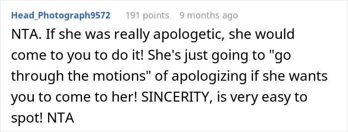 Screenshot of a user comment discussing sincerity in an argument about grandma threatening CPS over unborn baby issues. Screenshot of a user comment discussing sincerity in an argument about grandma threatening CPS over unborn baby issues.