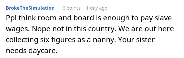 Comment discussing babysitters earning six figures and the need for fair wages in childcare jobs. Comment discussing babysitters earning six figures and the need for fair wages in childcare jobs.