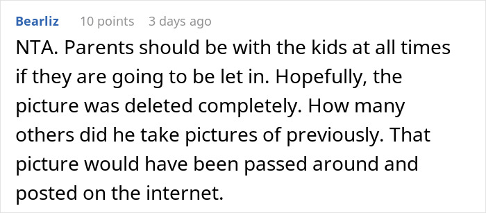 Screenshot of an online comment discussing a lady grabbing a teen's phone as he takes a picture of her backside. Screenshot of an online comment discussing a lady grabbing a teen's phone as he takes a picture of her backside.