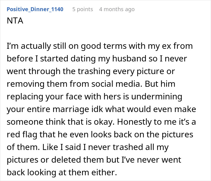 Red flag in marriage over husband’s behavior with ex’s pictures causing conflict and divorce considerations. Red flag in marriage over husband’s behavior with ex’s pictures causing conflict and divorce considerations.