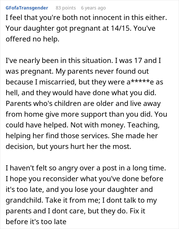 Commenter shares personal story urging dad to reconsider calling CPS on teen daughter, highlighting family support impact. Commenter shares personal story urging dad to reconsider calling CPS on teen daughter, highlighting family support impact.