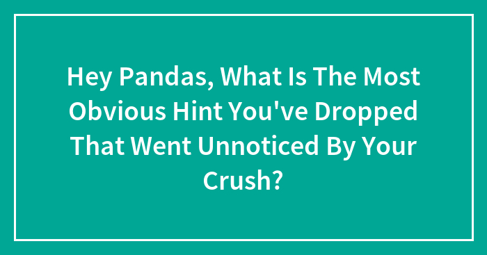 Hey Pandas, What Is The Most Obvious Hint You’ve Dropped That Went Unnoticed By Your Crush? (Closed)