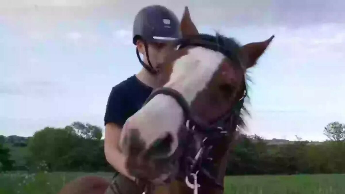 Woman with helmet riding a pony outdoors, related to donating daughteru2019s pony to zoo lions controversy.