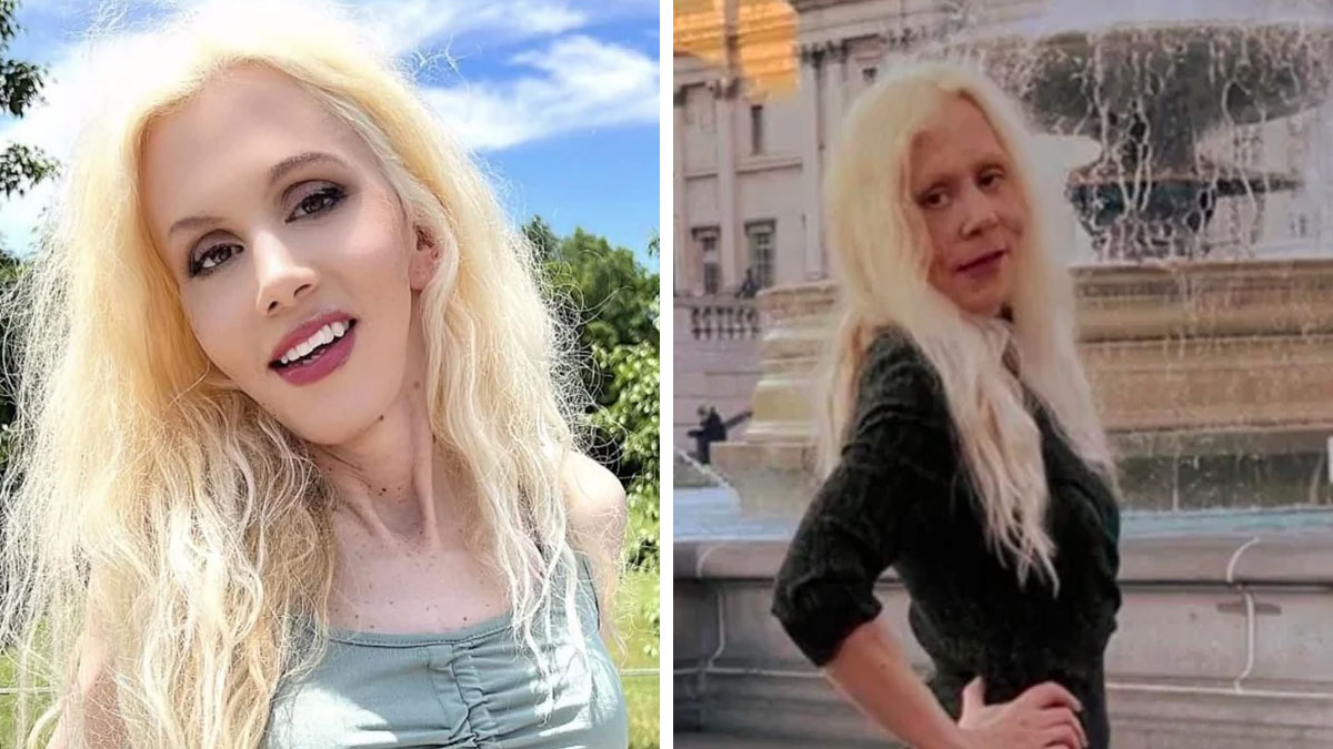 Side by side Instagram vs reality pics showing how out of touch with reality some people really are with blonde woman.