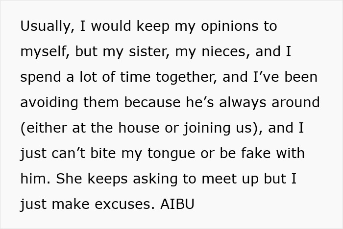 Person struggles with sister's boyfriend seeming fake, unsure whether to confront or stay silent about concerns. Person struggles with sister's boyfriend seeming fake, unsure whether to confront or stay silent about concerns.