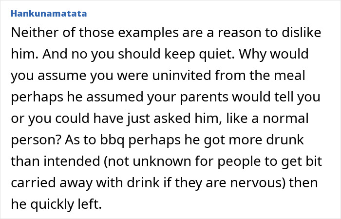 Commenter advises to keep quiet about sister’s boyfriend being quite fake, suggesting not to out him. Commenter advises to keep quiet about sister’s boyfriend being quite fake, suggesting not to out him.