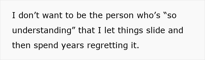 Text on screen showing a thoughtful quote about regret and understanding in the context of fiance non biological child wedding. Text on screen showing a thoughtful quote about regret and understanding in the context of fiance non biological child wedding.