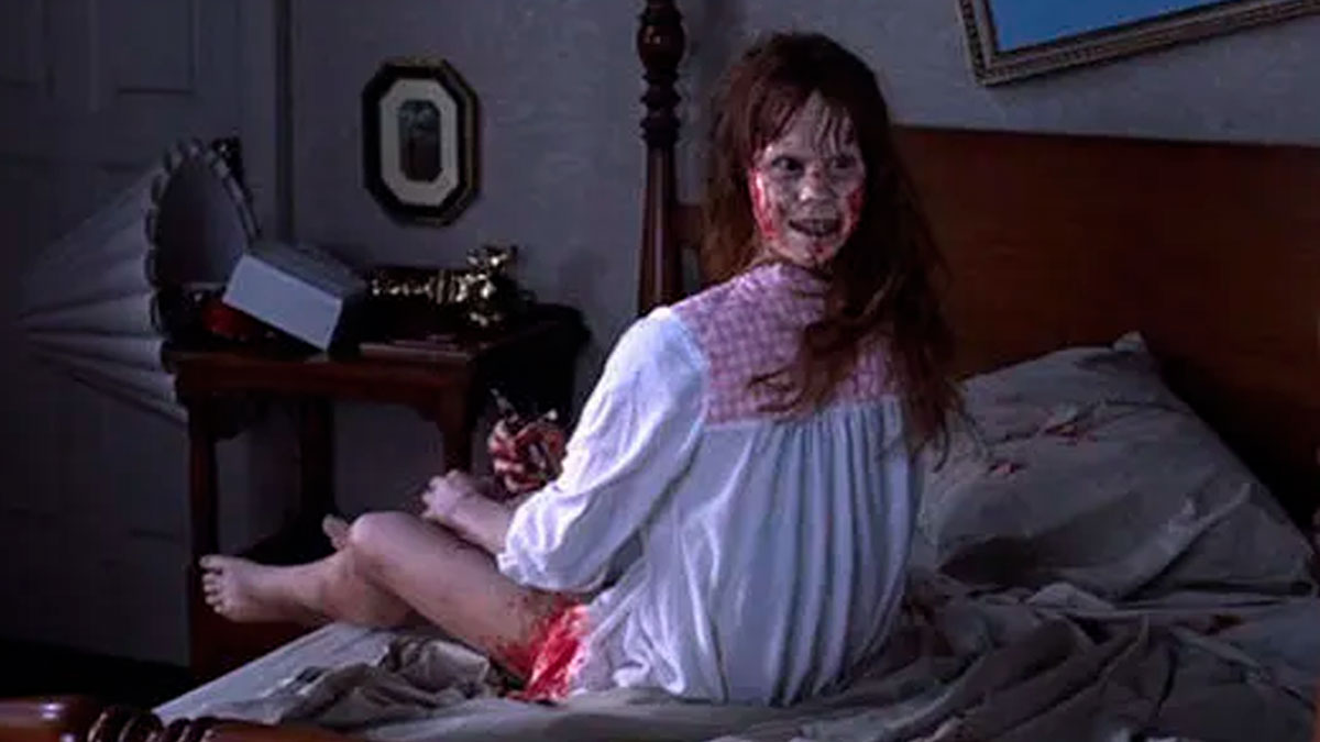 Creepy but funny meme of a bloodied girl on a bed in a dark room, perfect for black humor lovers.