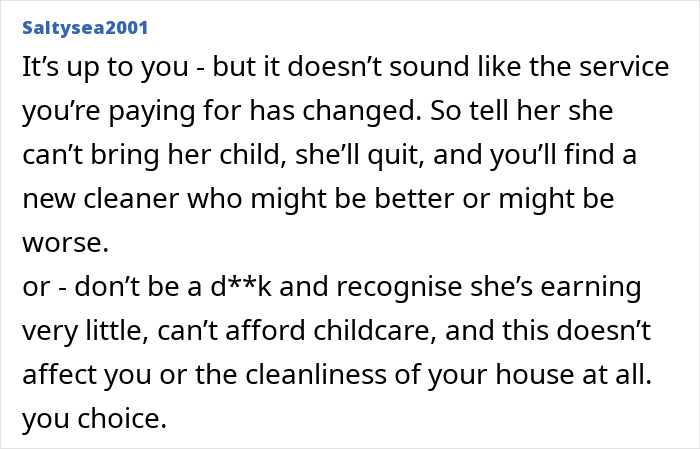 &ldquo;Am I Being Unreasonable To Think My Cleaner Shouldn&rsquo;t Bring Her Own Child To Work?&rdquo;