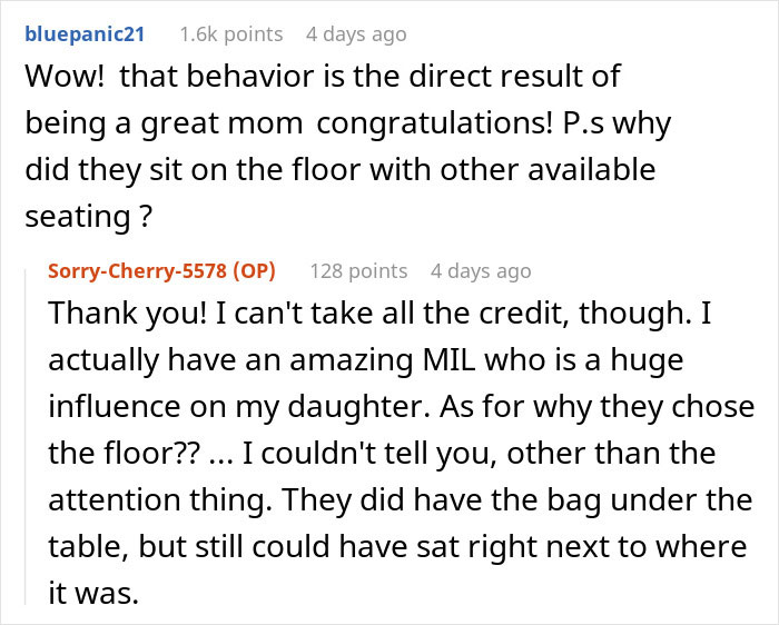 Reddit conversation discussing a girl bullied over a party seat and how kindness teaches her bullies a lesson. Reddit conversation discussing a girl bullied over a party seat and how kindness teaches her bullies a lesson.