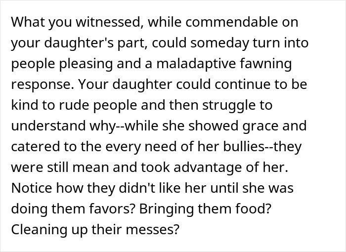 Text excerpt about a girl bullied over a party seat showing kindness to her bullies despite their mean behavior. Text excerpt about a girl bullied over a party seat showing kindness to her bullies despite their mean behavior.
