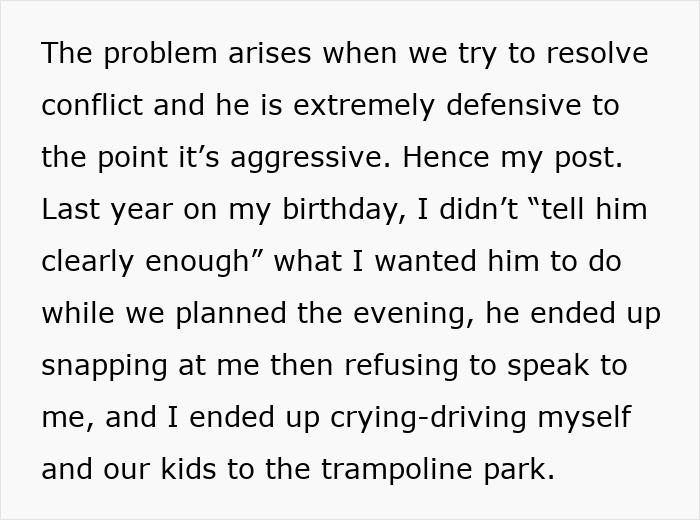Text excerpt about a husband’s birthday surprise causing conflict and leading to therapy after 19 years of marriage. Text excerpt about a husband’s birthday surprise causing conflict and leading to therapy after 19 years of marriage.
