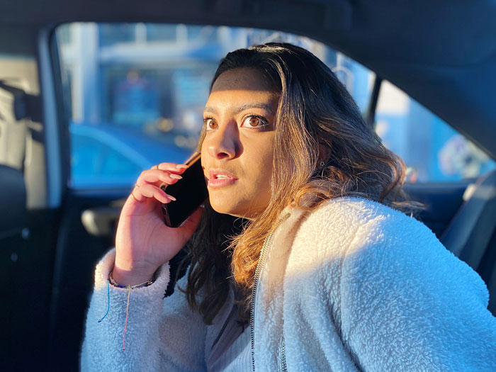 Woman in a white jacket on phone, upset after hubby mocks wife over mispronunciation while she shares surgery details Woman in a white jacket on phone, upset after hubby mocks wife over mispronunciation while she shares surgery details