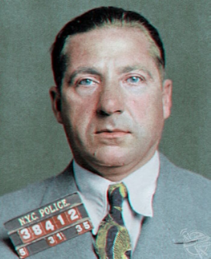 Mugshot of a notorious mob boss from the early 20th century, representing infamous mob bosses still talked about today
