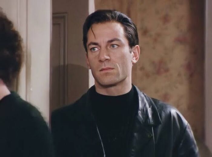 Male actor in a leather jacket with slicked-back hair, representing iconic actors and ultimate heartthrobs of their time.