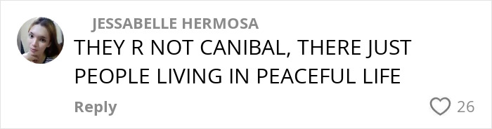 Comment from user Jessabelle Hermosa expressing support for an indigenous tribe after influencer TikTok stunt backlash. Comment from user Jessabelle Hermosa expressing support for an indigenous tribe after influencer TikTok stunt backlash.