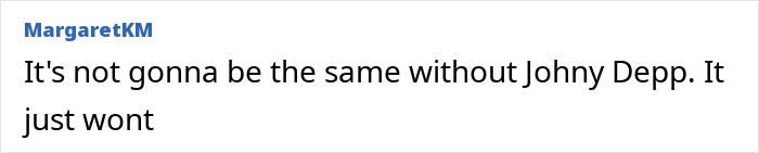 Text comment from MargaretKM stating disappointment about Johnny Depp's absence in the context of AI turning Keanu Reeves into Jack Sparrow. Text comment from MargaretKM stating disappointment about Johnny Depp's absence in the context of AI turning Keanu Reeves into Jack Sparrow.