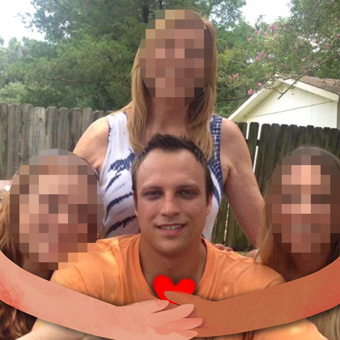 Man sitting outdoors with three blurred people behind him, colorful heart and arms graphic overlay representing support. Man sitting outdoors with three blurred people behind him, colorful heart and arms graphic overlay representing support.