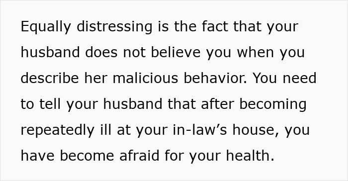 Wife explains to furious husband that his mom's poisoning caused her repeated illness at in-law’s house. Wife explains to furious husband that his mom's poisoning caused her repeated illness at in-law’s house.