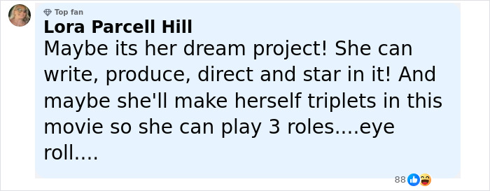 User comment on Blake Lively getting leading role in new rom-com, with mixed reactions and eye roll emoji. User comment on Blake Lively getting leading role in new rom-com, with mixed reactions and eye roll emoji.