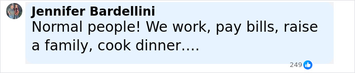 Comment from Jennifer Bardellini saying normal people work, pay bills, raise family, and cook dinner, discussing reality star Kate Gosselin nursing career. Comment from Jennifer Bardellini saying normal people work, pay bills, raise family, and cook dinner, discussing reality star Kate Gosselin nursing career.