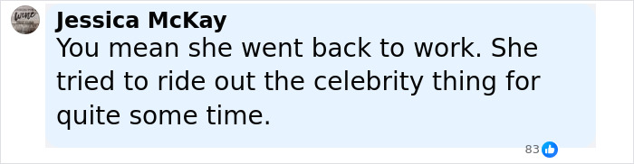 Comment about Reality Star Kate Gosselin going back to nursing after a sickening downfall, displayed in black text on a light blue background. Comment about Reality Star Kate Gosselin going back to nursing after a sickening downfall, displayed in black text on a light blue background.