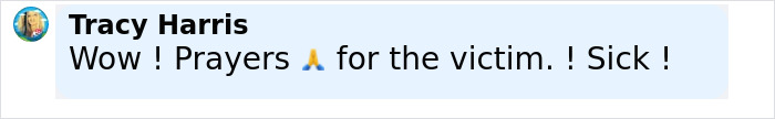 Screenshot of a social media comment expressing prayers for the victim in a sickening assault case involving breast milk refusal. Screenshot of a social media comment expressing prayers for the victim in a sickening assault case involving breast milk refusal.